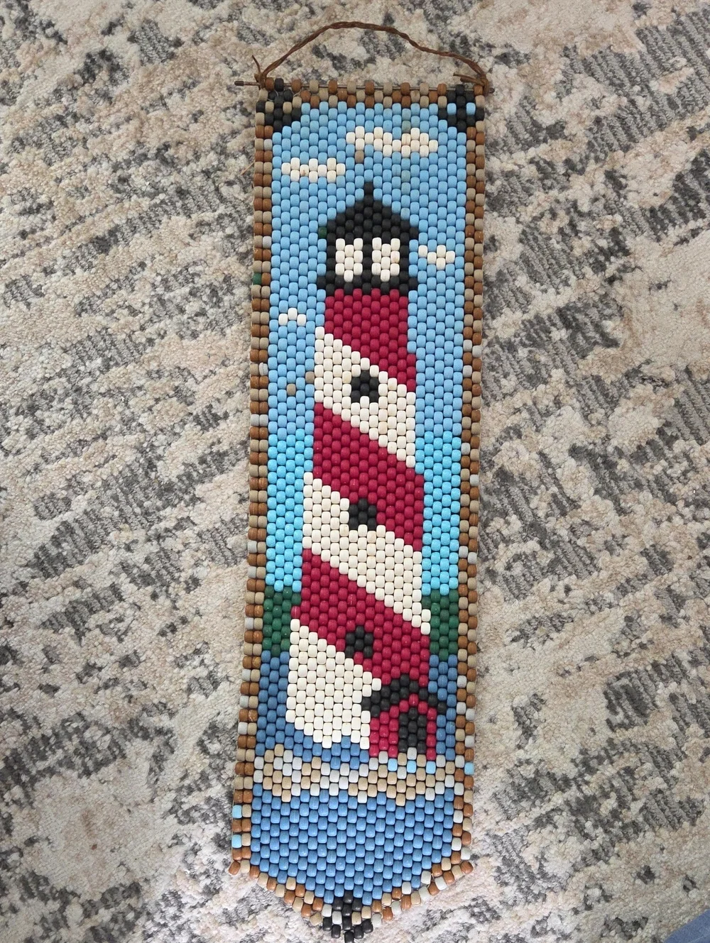 The Beadery Craft Beaded Wall Bell Pull -Lighthouse